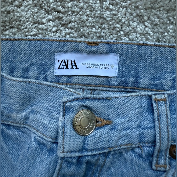 Zara Light Blue Distressed Straight Leg Jeans - Picture 4 of 4